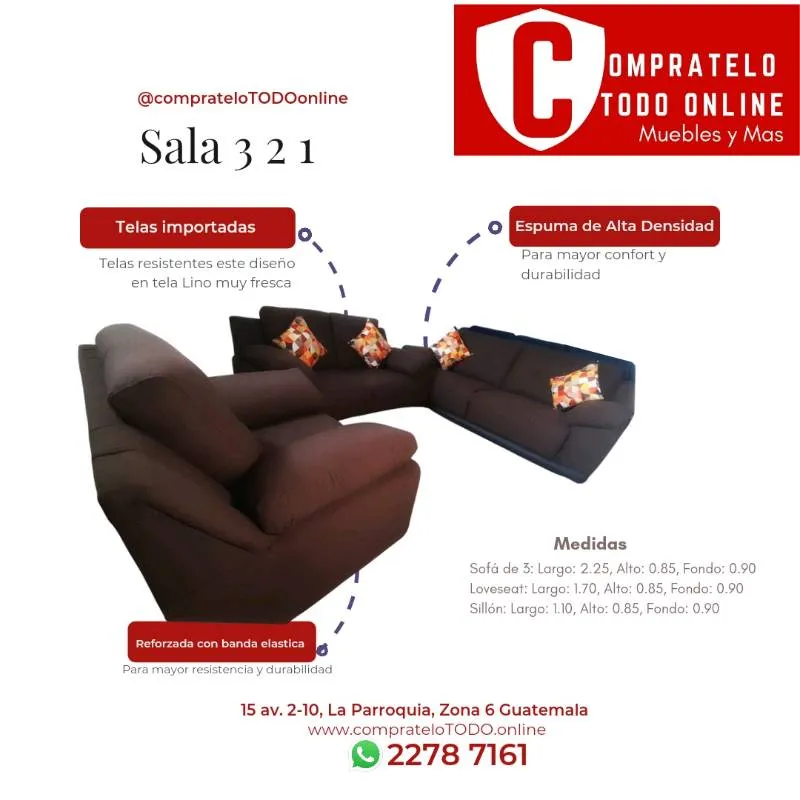 Confortable Sala 321 Tela Lino