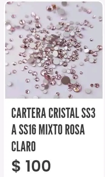 Cartera cristal SS3 a SS16 mixto rosa claro 