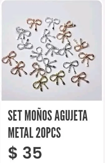 Set moños agujetas metal 20 pcs 