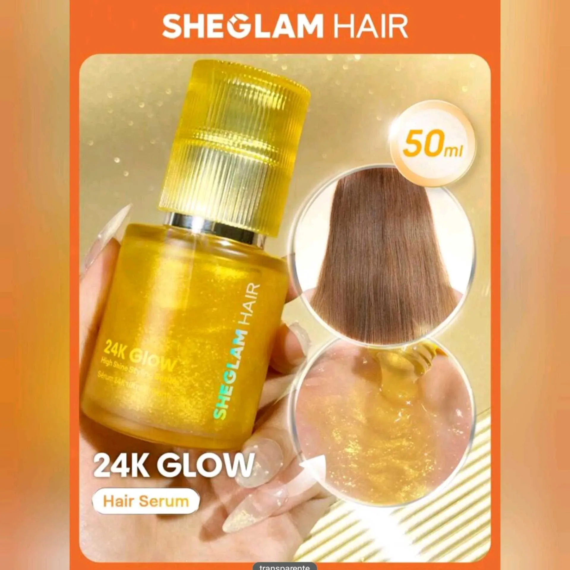 Sérum de Alto Brillo 24k  y Cuidado del CabelloBeneficios:Protector TérmicoAporta Brillo Aporta HidrataciónTrabaja en Cabello Húmedo o MojadoControl FrizzAnti- EstáticaLibre de Sal y Alcohol Suaviza el Cabello GruesoSella las puntas AbiertasContiene 50ml