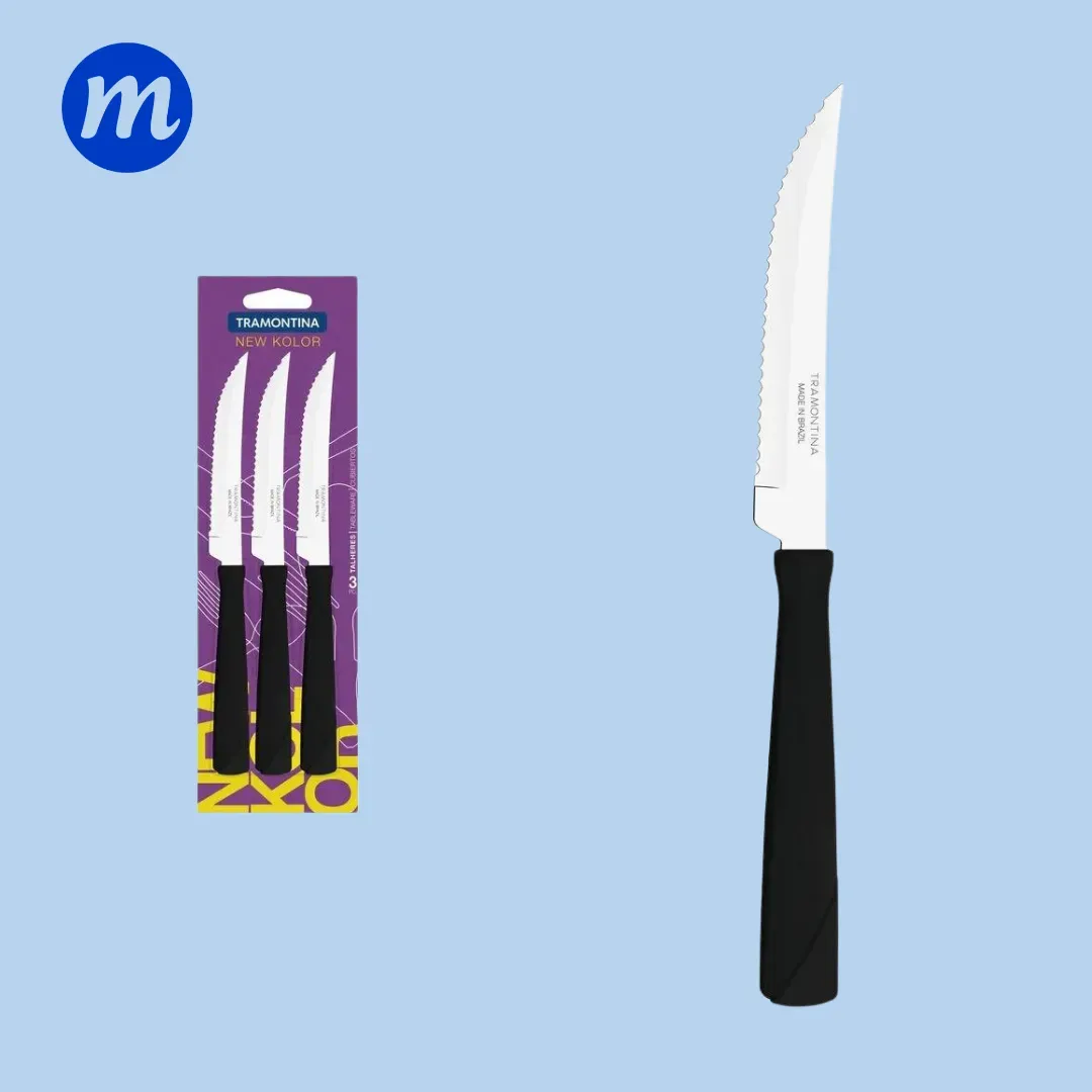 CUCHILLO ASADO NEW COLOR BLISTER 3 PZAS TRAMONTINA