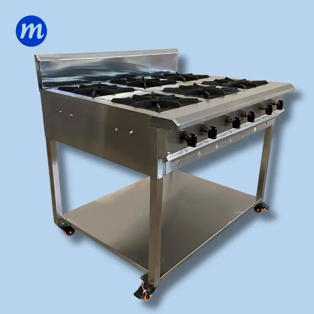 COCINA 6 HORNILLAS ESQUELETICA EN ACERO METAL ACERO