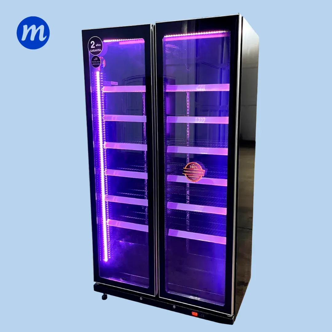 VITRINA 2 PUERTAS BATIENTES 710L UNIDAD 1/3 HP 110V 2PV-780N NEGRA