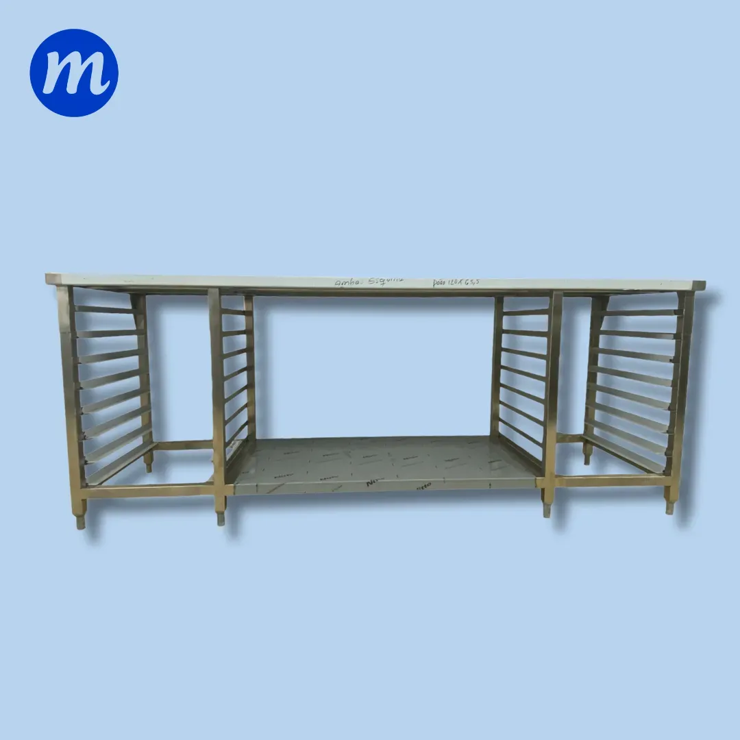 MESA CENTRAL CON DOBLE BANDEJERO Y TRAMO DE 2.30 METROS