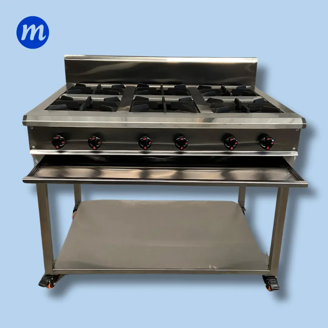 COCINA 6 HORNILLAS ESQUELETICA EN ACERO METAL ACERO