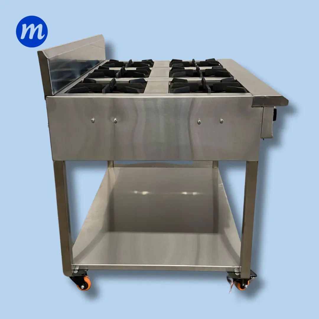 COCINA 6 HORNILLAS ESQUELETICA EN ACERO METAL ACERO