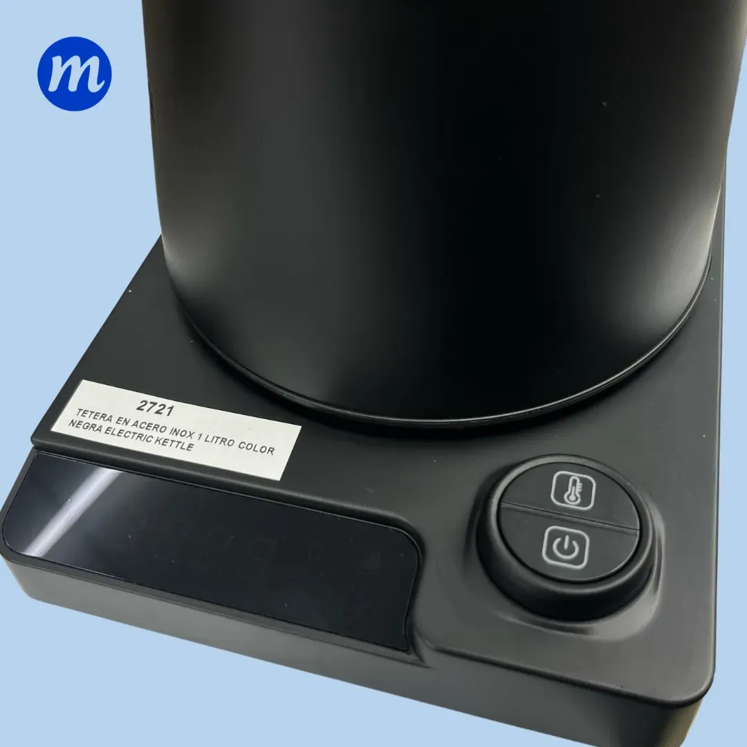 TETERA EN ACERO INOX 1 LITRO COLOR NEGRA ELECTRIC KETTLE
