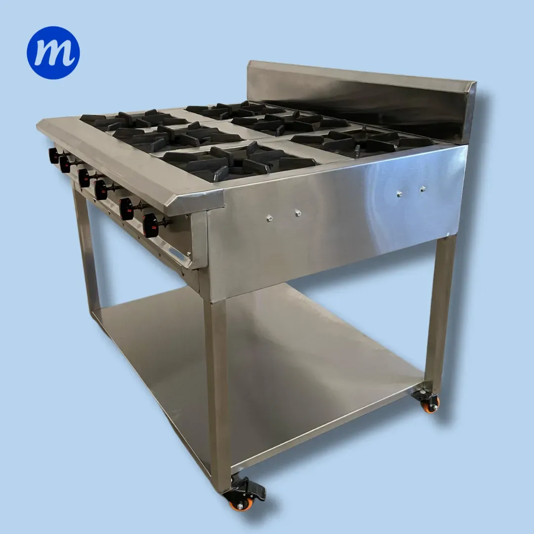 COCINA 6 HORNILLAS ESQUELETICA EN ACERO METAL ACERO