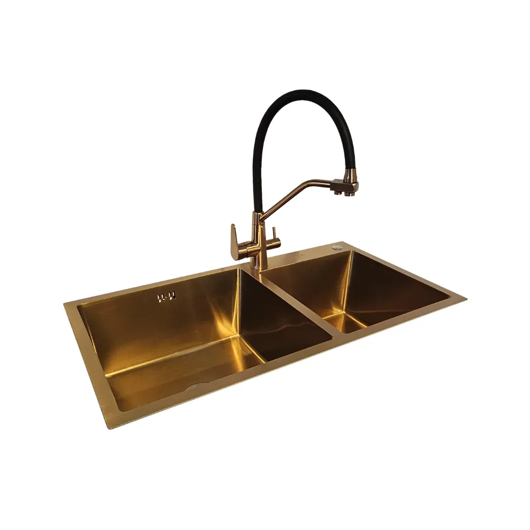 CMB0202 COMBO FREGADERO FIORI ROSE + GRIFERIA CARDINAL ROSE (GPL0227+GPL0172+RPL0006)