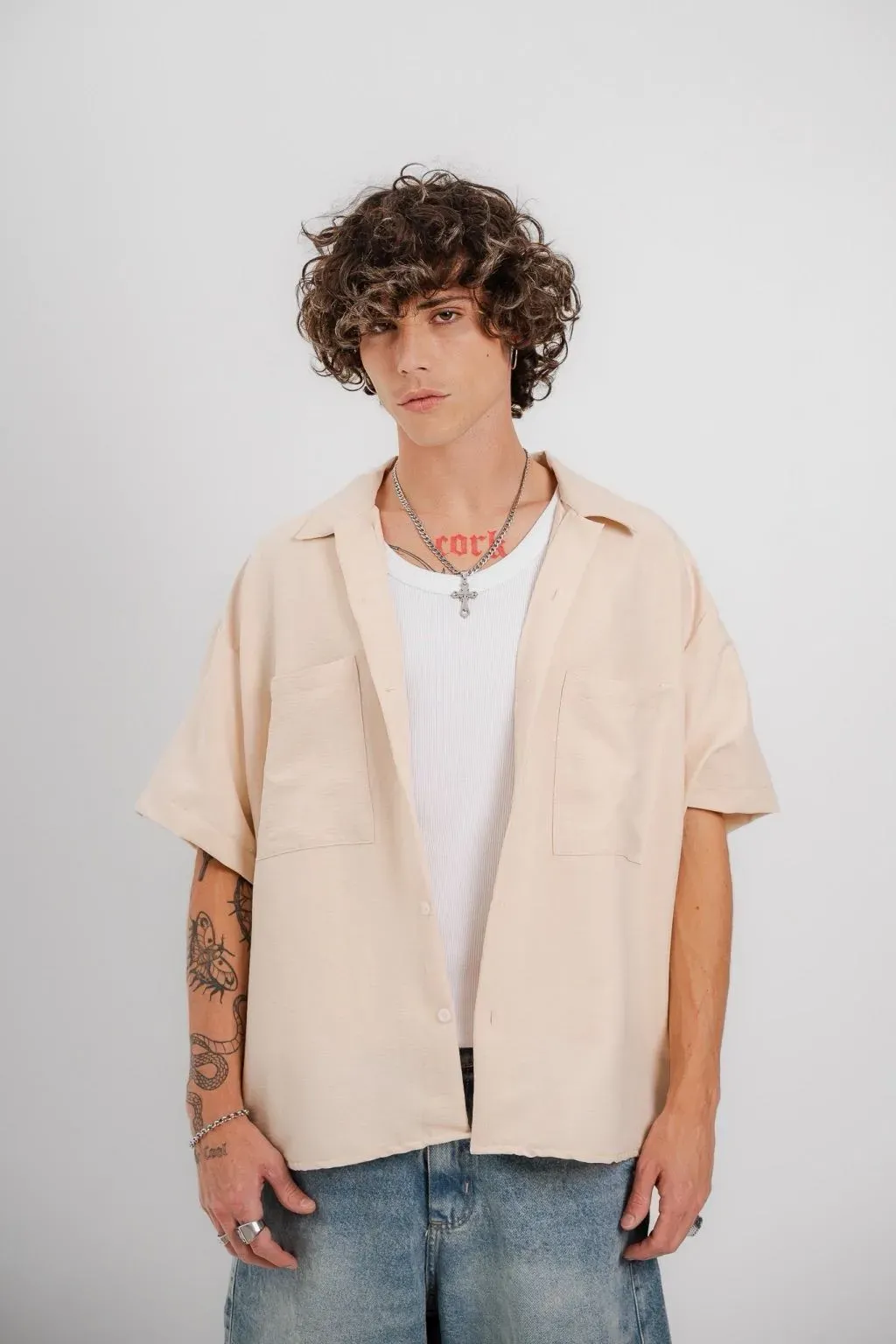 Camisa Boxy Beige lefrance