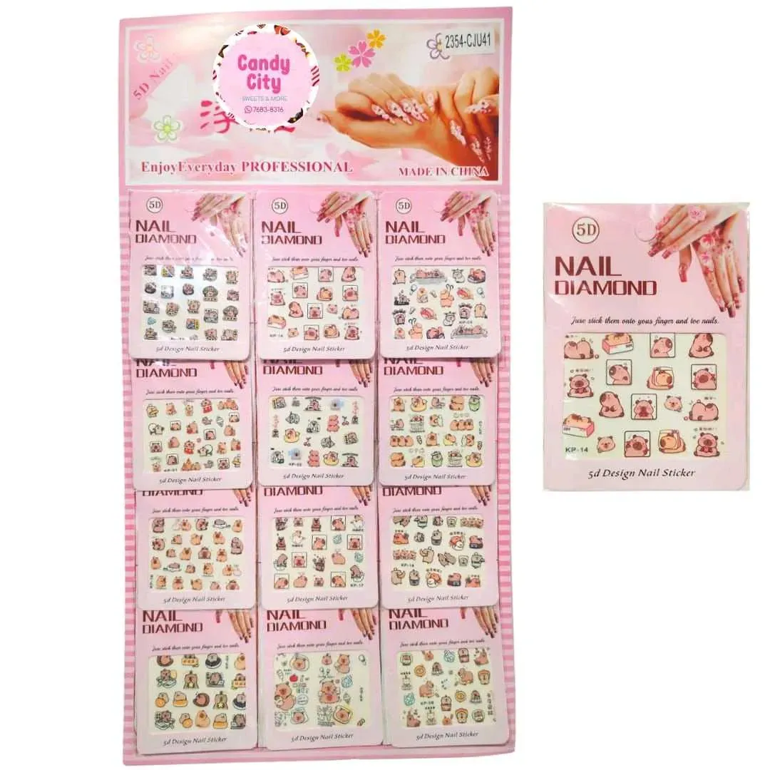 Carton stickers para uñas Capibara (12 unidades)