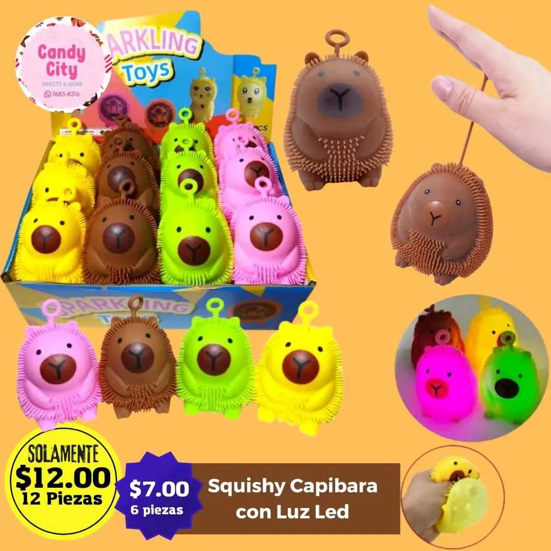 Squishy Capibara con Luz Led (12 piezas)