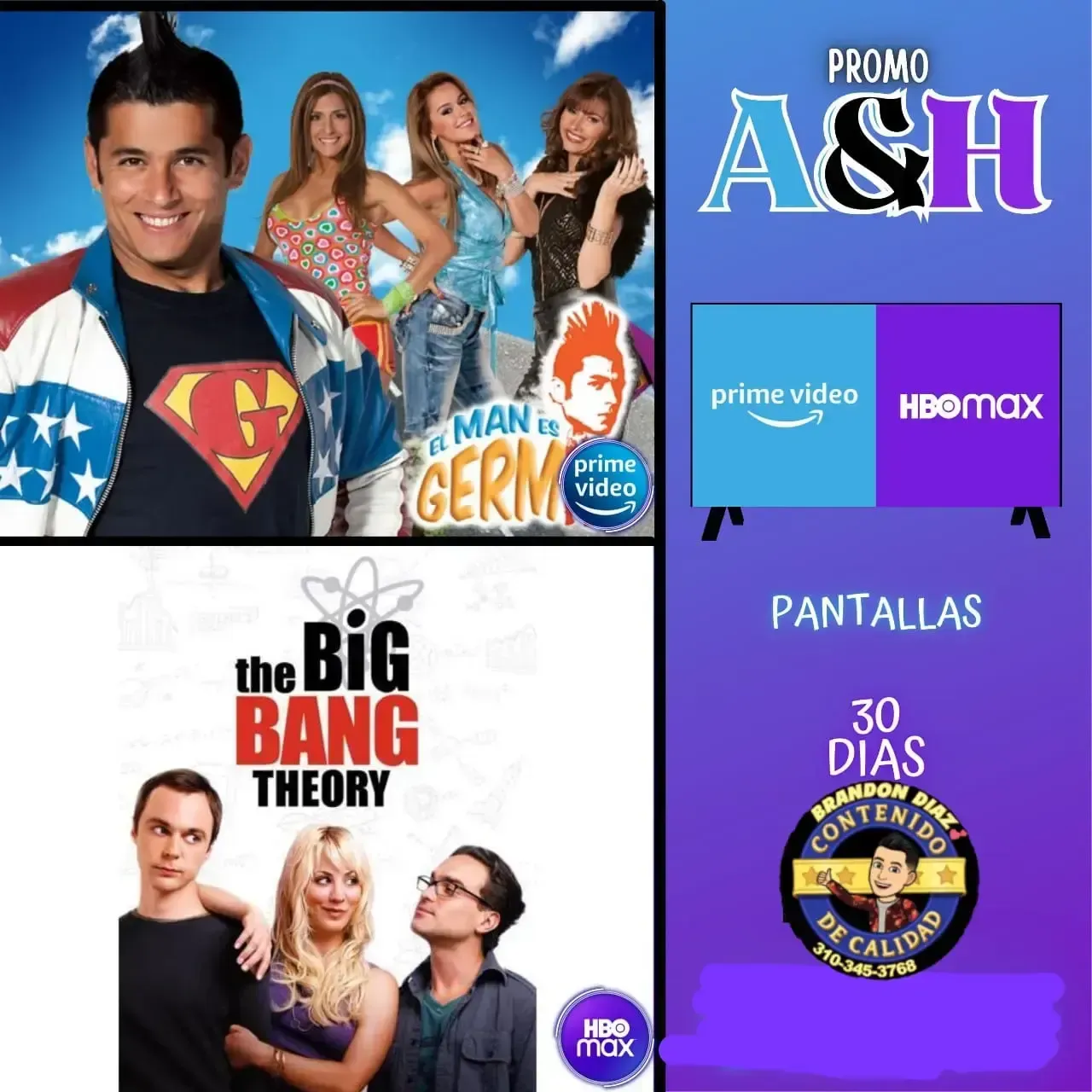 PANTALLAS DE MAX + AMAZON 1 MES