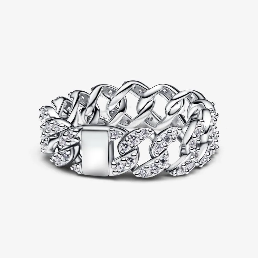 Anillo cadena cubana en pave- edición limitada 