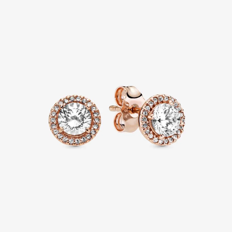 Pendientes Pandora elegancia clásica rose gold 