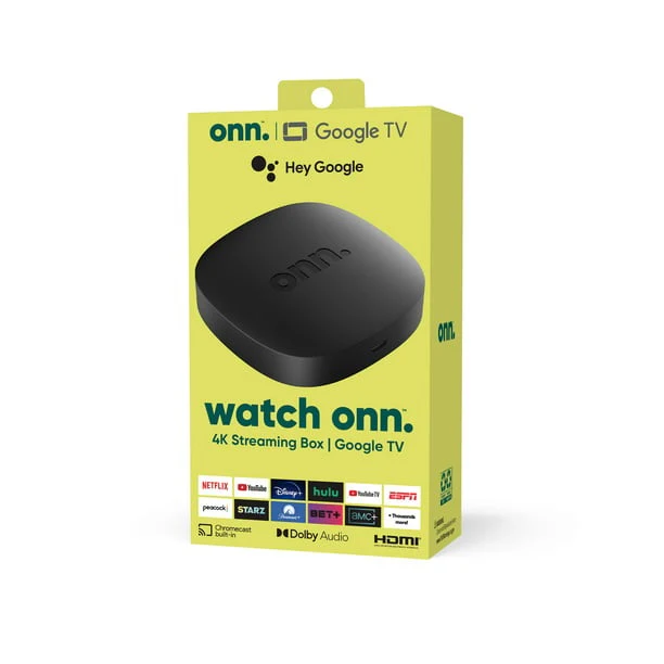 ONN Dispositivo de transmisión Google TV 4K UHD con control remoto por voz Asistente de Google y cable HDMI de alta velocidad