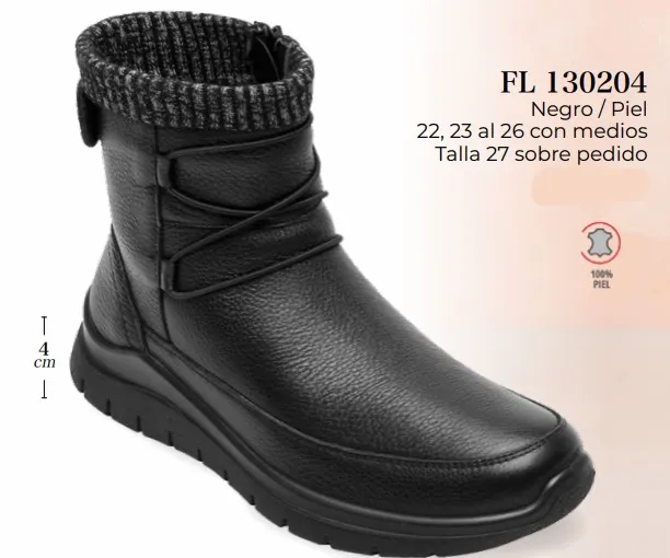 botin dama flexi negro piel FL130204 (22-26)