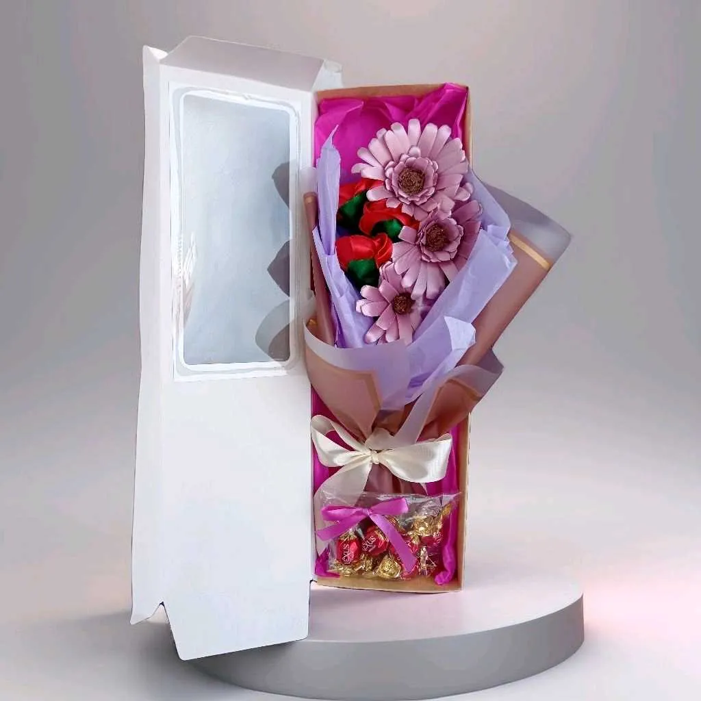 caja floral Gerberas y rosas Suspiro de amor 