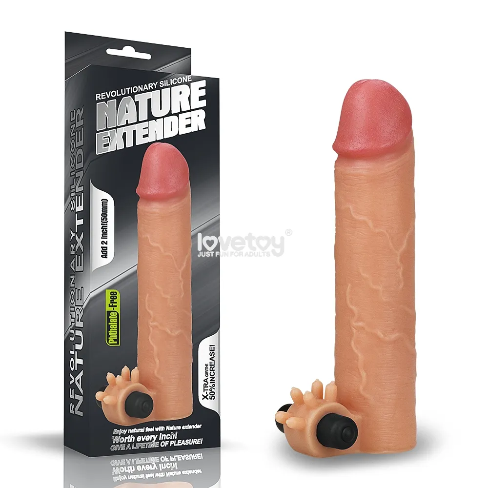 FUNDA PARA PENE VIBRADORA NATUREEXTENDER +5CM LOVETOY LV414101F