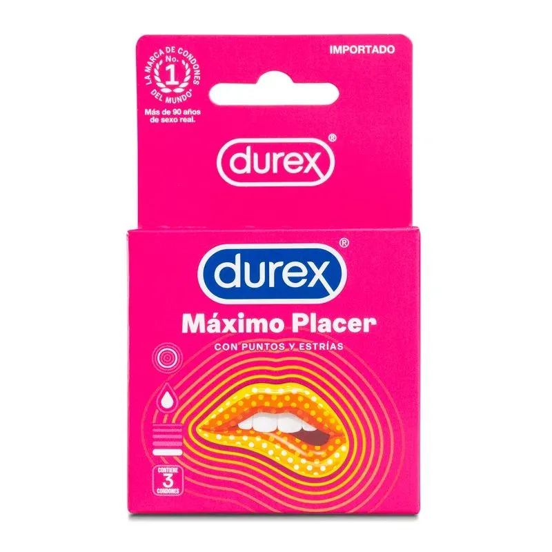 DUREX MÁXIMO PLACER - CONDÓN LUBRICADO TEXTURIZADO 3 PIEZAS