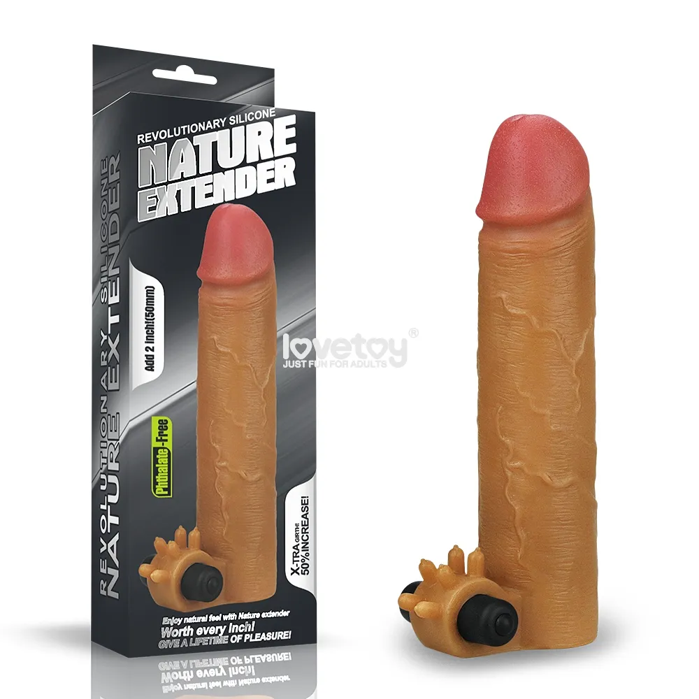 FUNDA PARA PENE VIBRADORA NATUREEXTENDER +5CM LOVETOY LV414101B