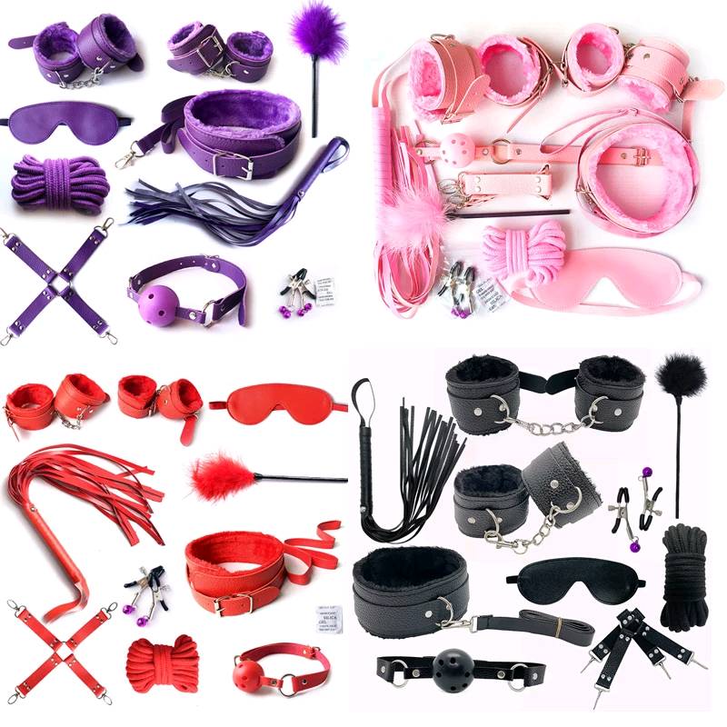 KIT BONDAGE DE 9 PIEZAS, COLORES. BDSM - KIT