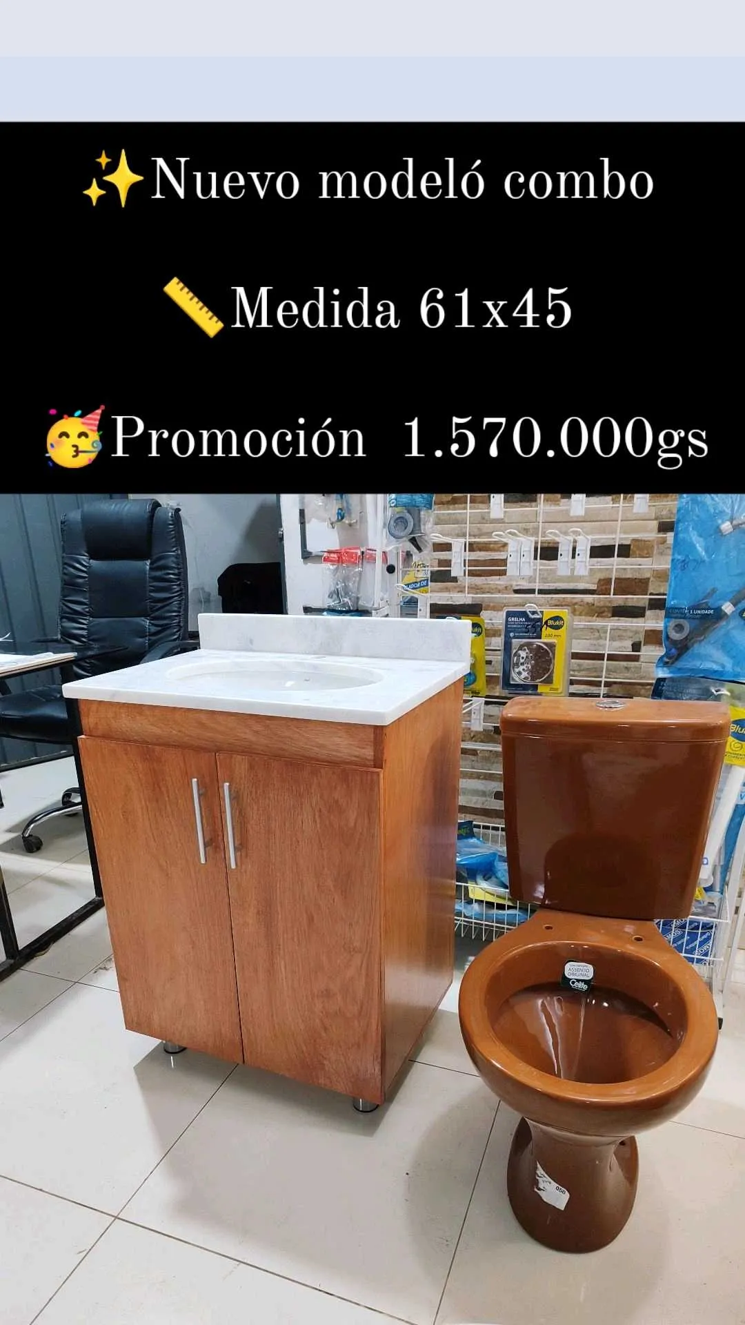 Combos exclusivo muebles de baño con mesada de marmol más inodoro y cisterna baja 