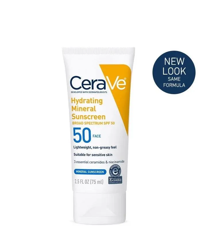 Cerave Hydrating Mineral Sunscreen SPF50 Face 