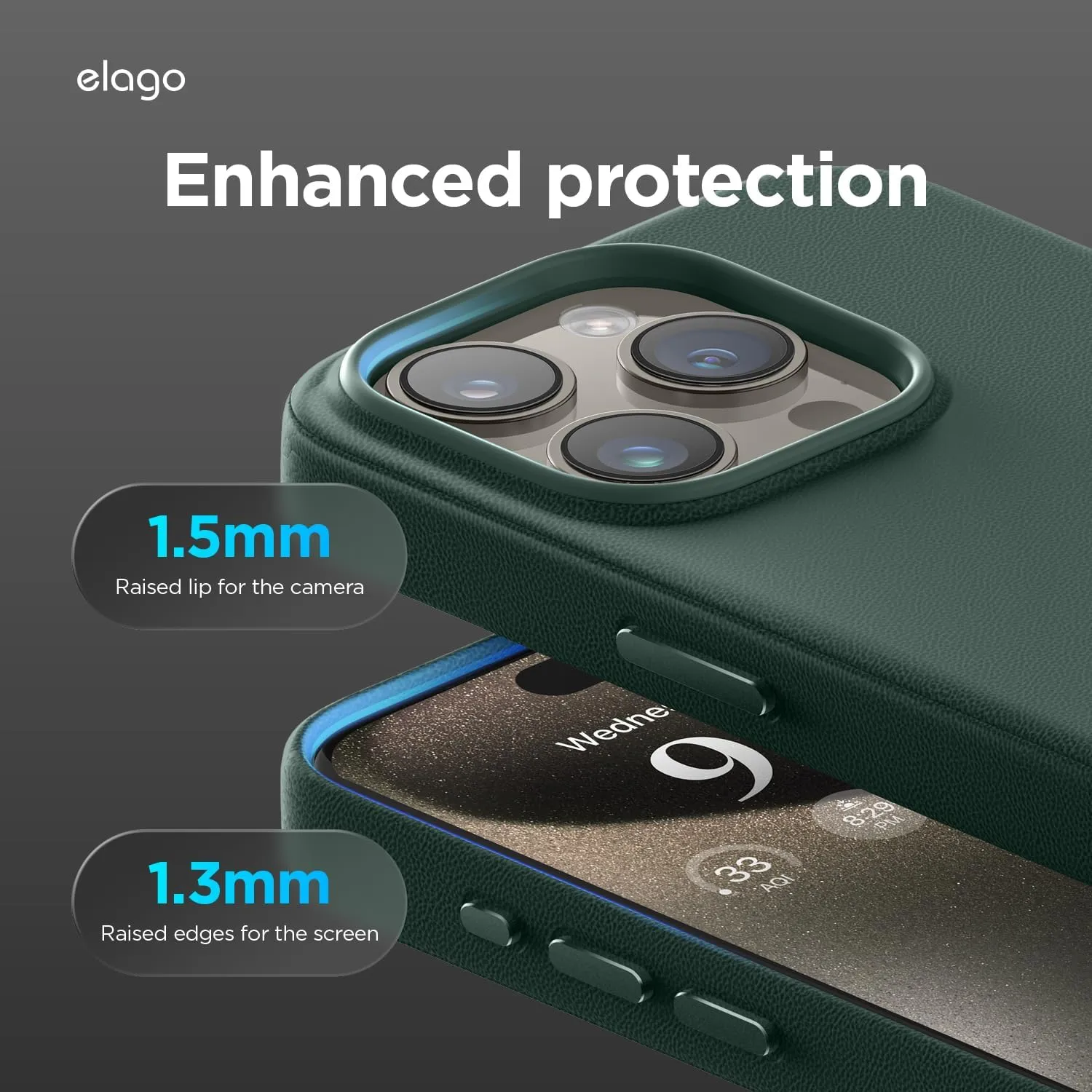 ELAGO Estuche Para iPhone 15 Pro Magsafe Leather En Verde