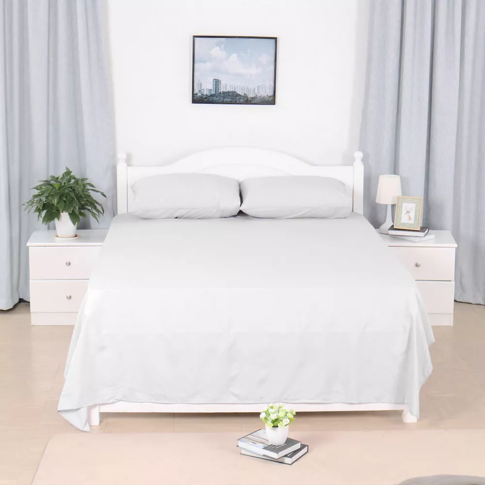 Set 4 pcs sábanas blancas para cama Queen