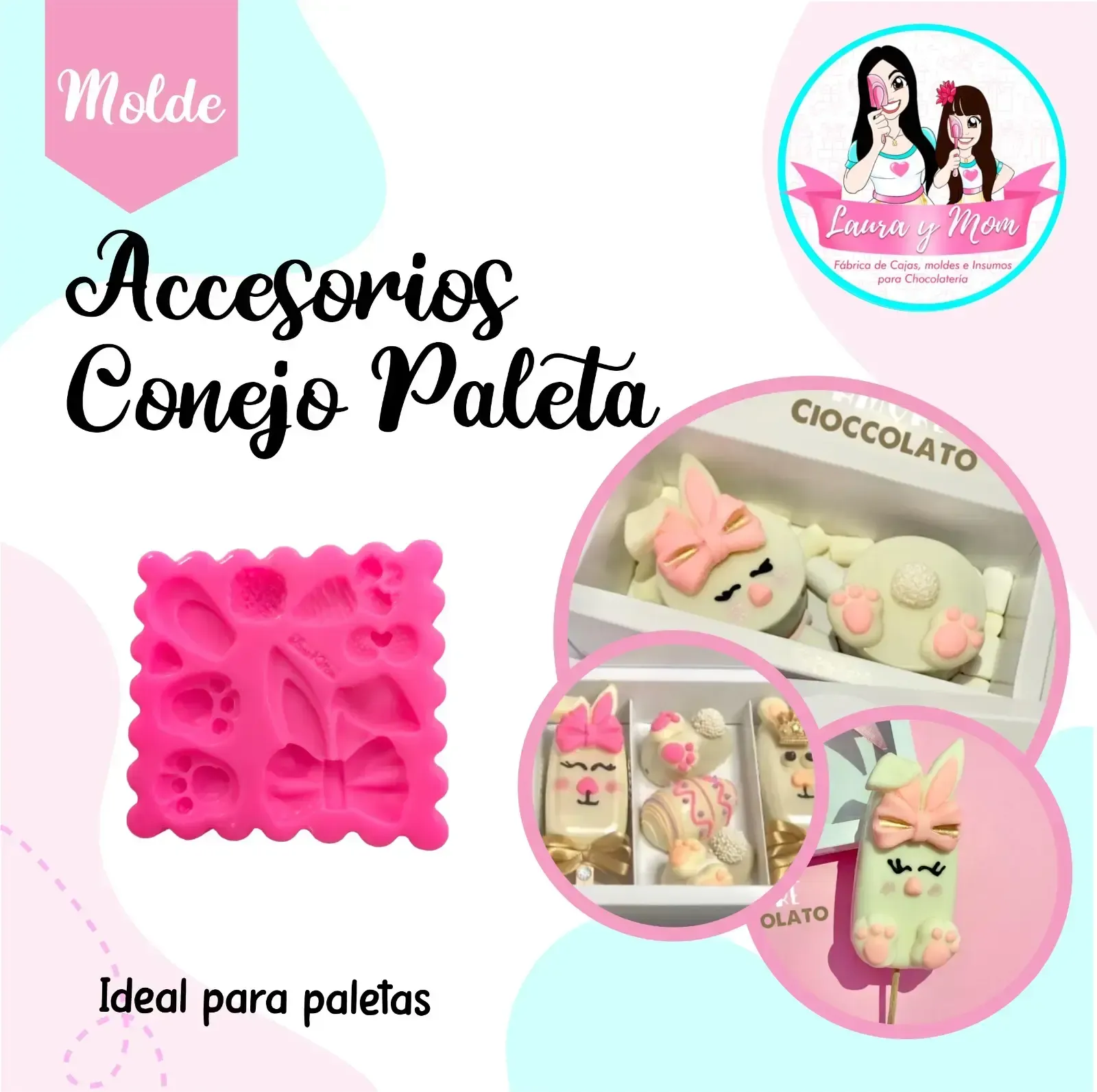 Molde Accesorios Conejo Paleta 