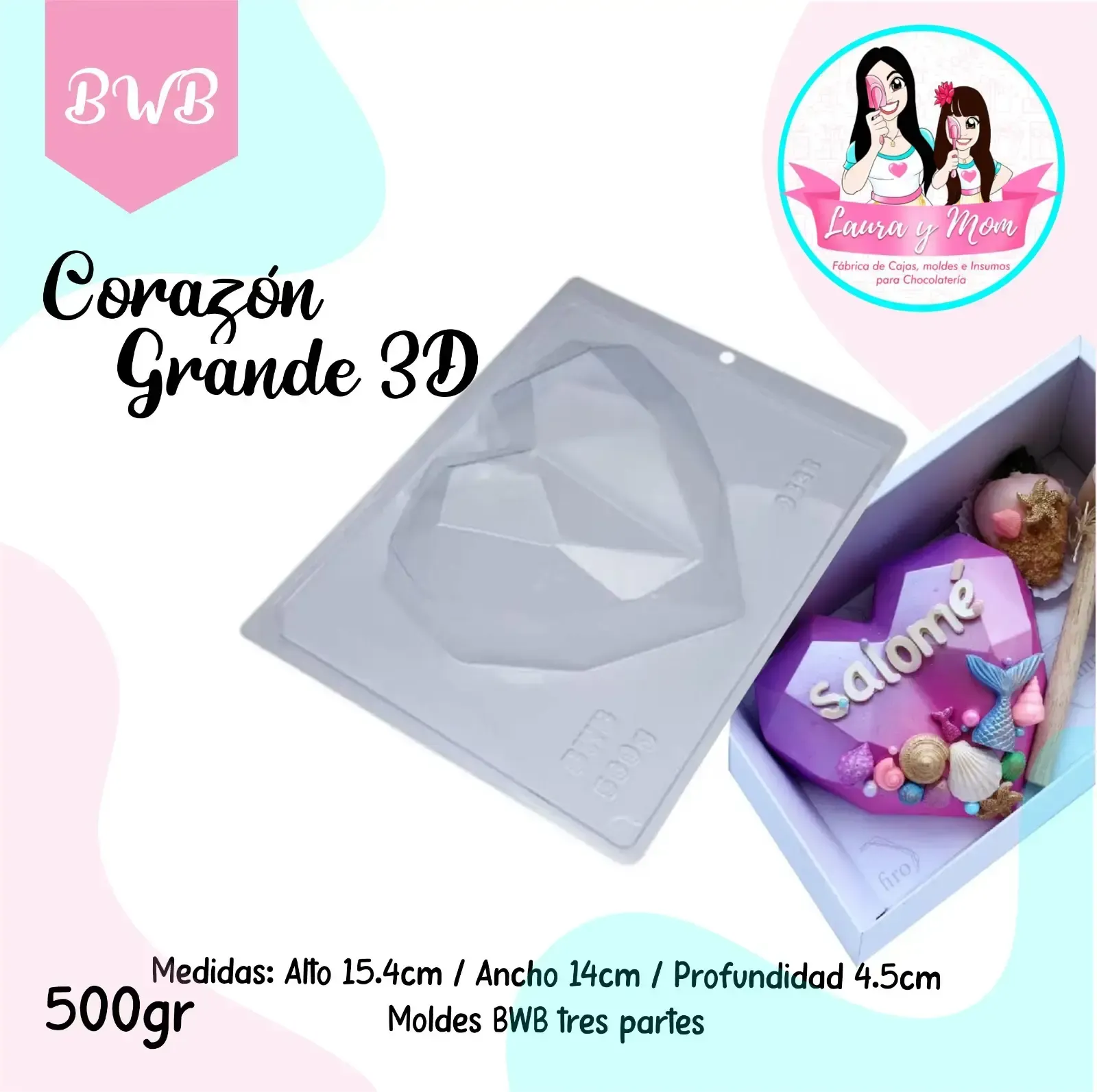 Molde Bwb Corazón grande 3d 500 gr