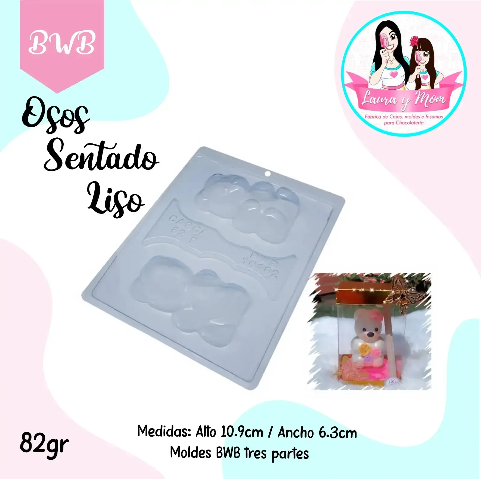Molde Bwb Oso sentado Liso de 82gr