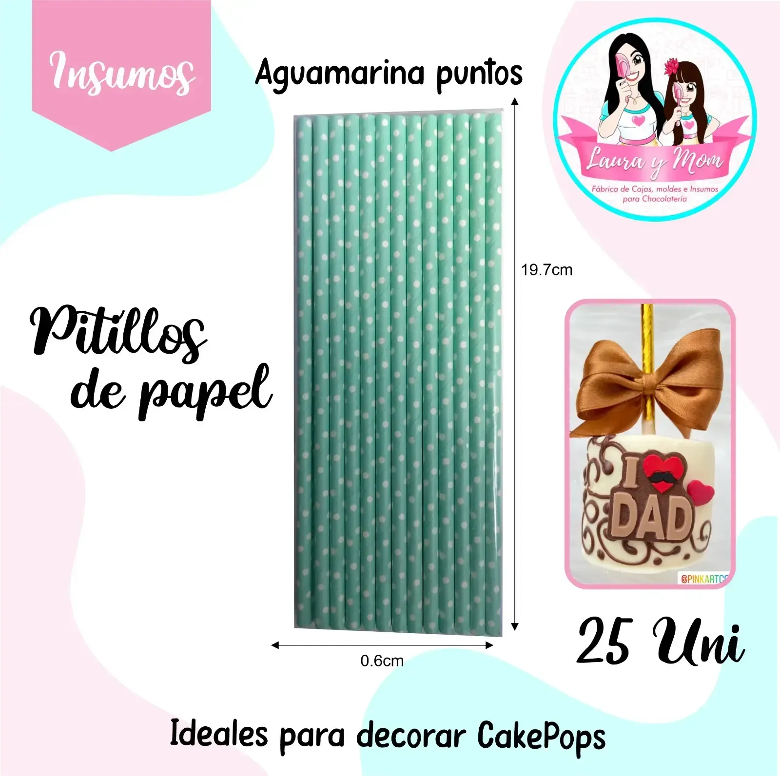 Pitillos aguamarina puntos 