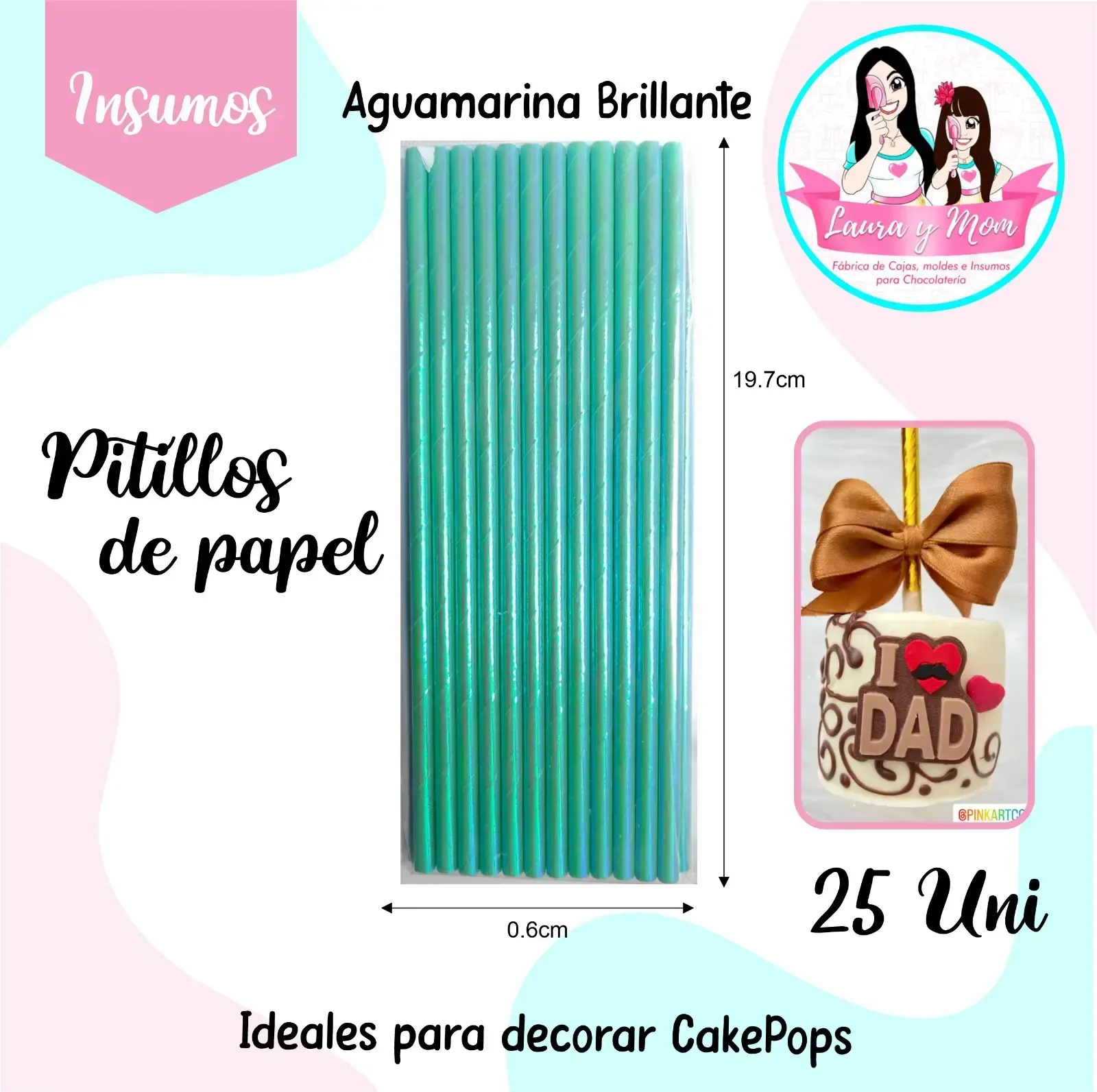 Pitillos aguamarina brillante 