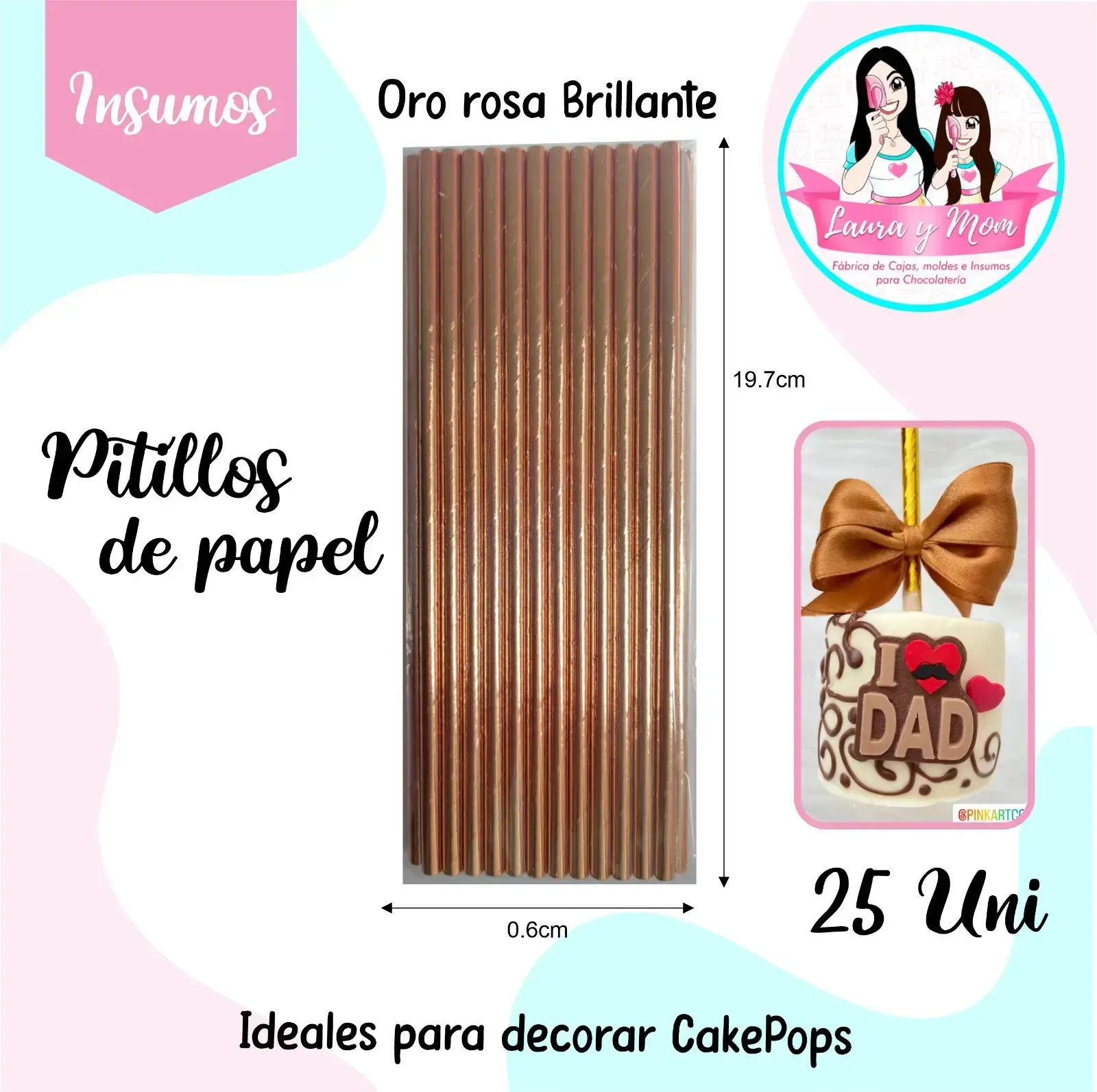 Pitillos Oro rosa brillante 