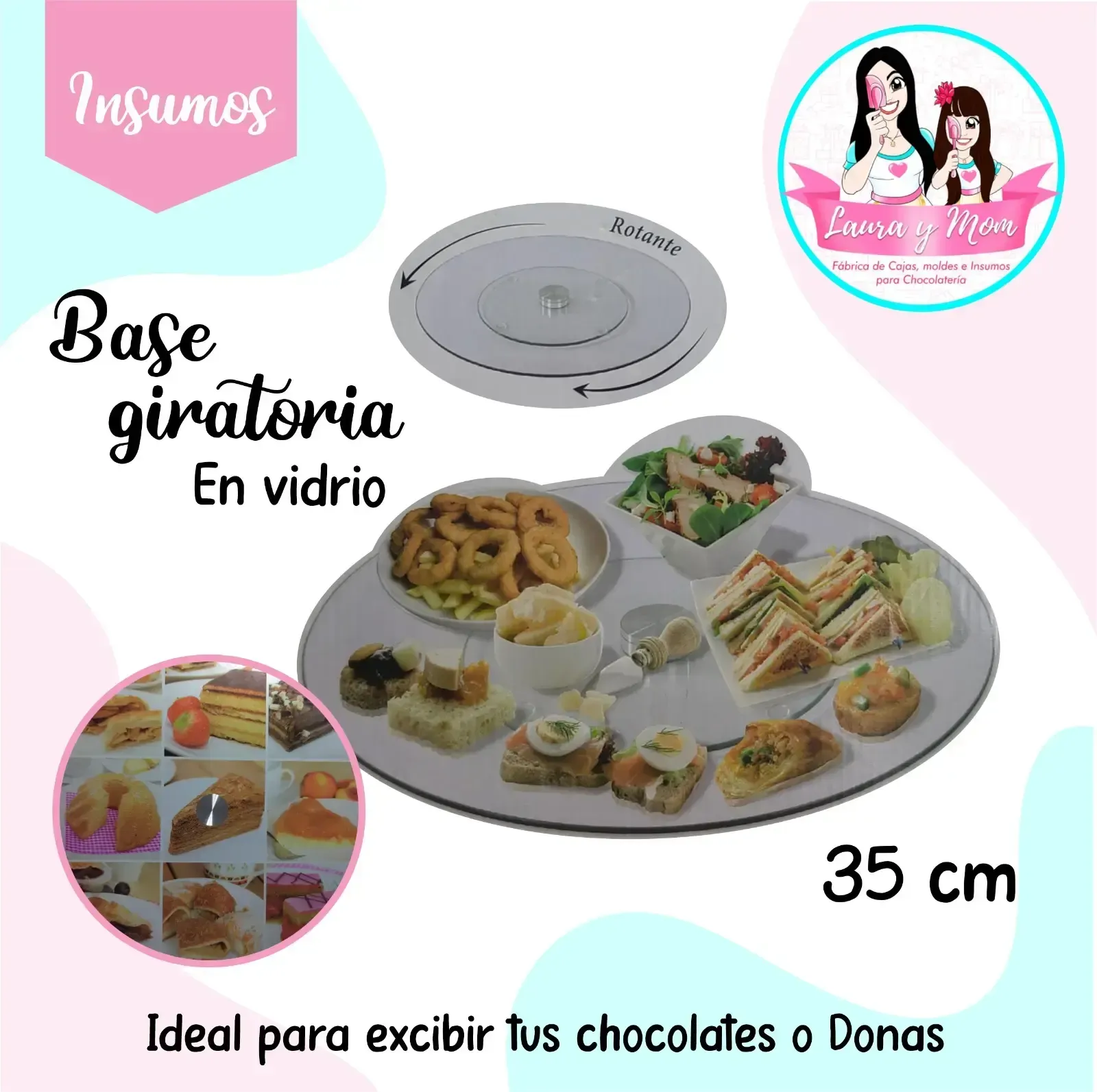 Base giratoria en vidrio 