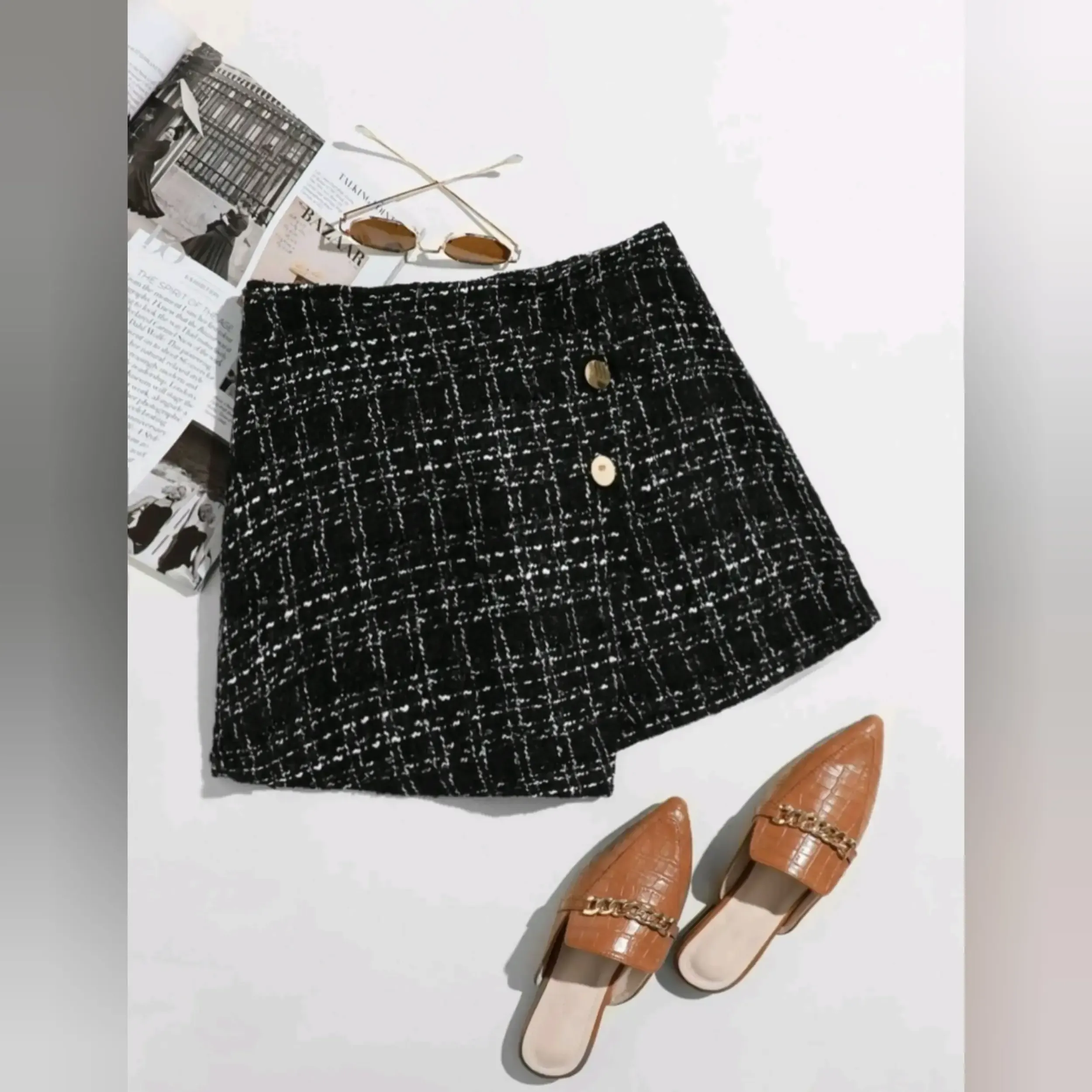 Falda Short Tweed Asimétrica 