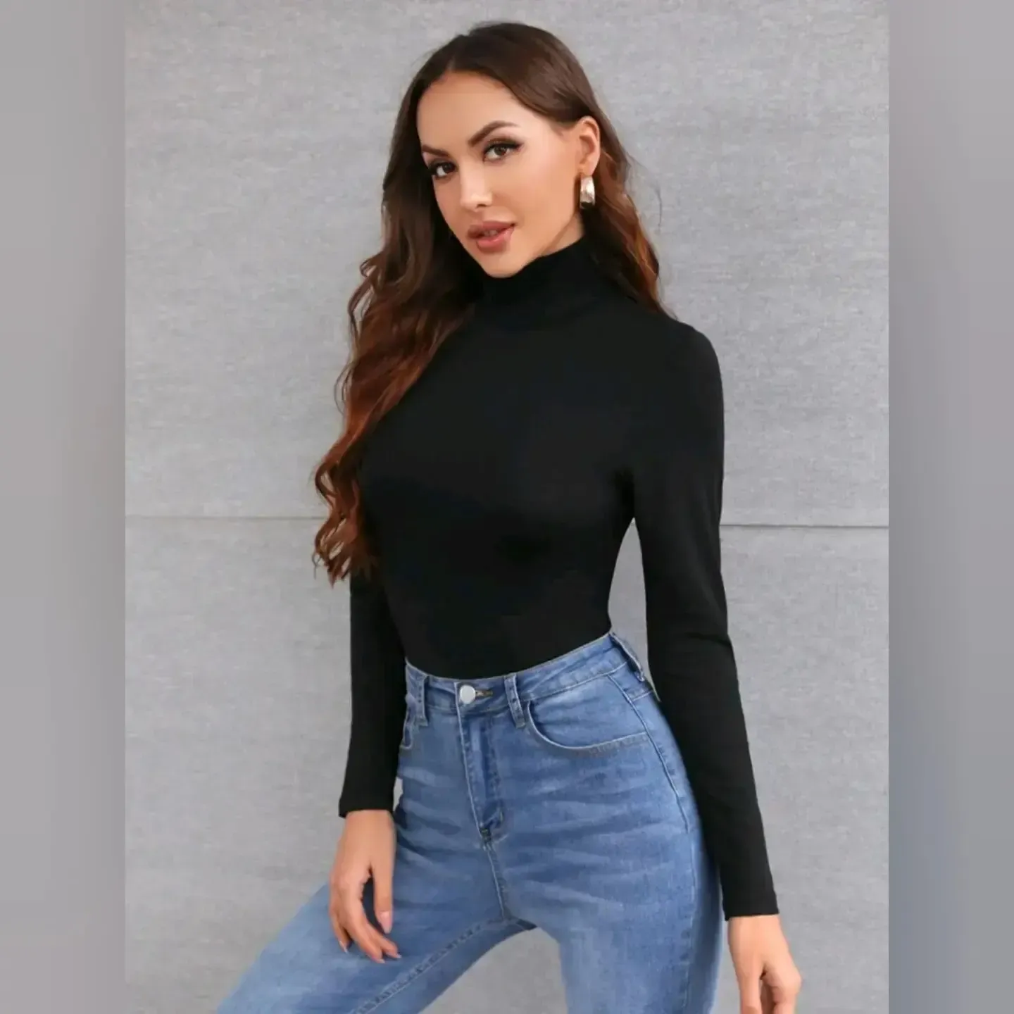 Blusa Basica Ajustada De Cuello Alto