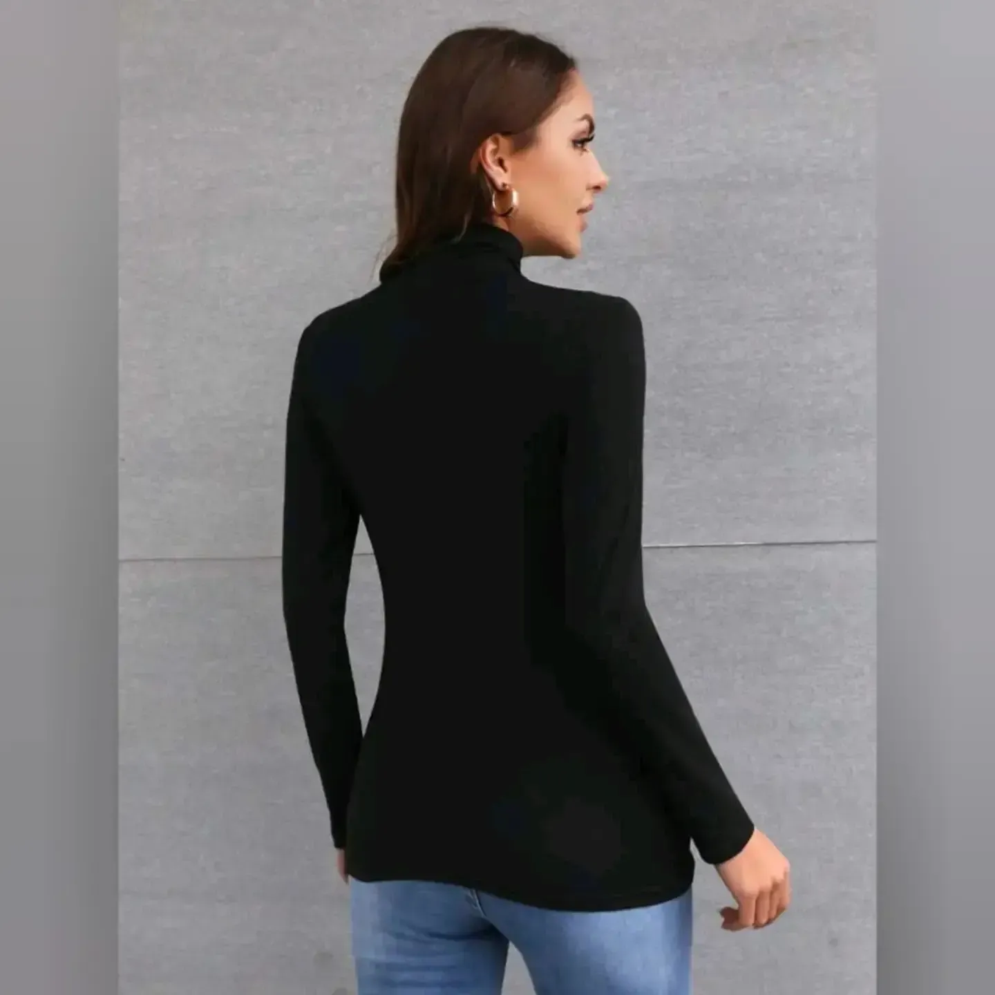 Blusa Basica Ajustada De Cuello Alto