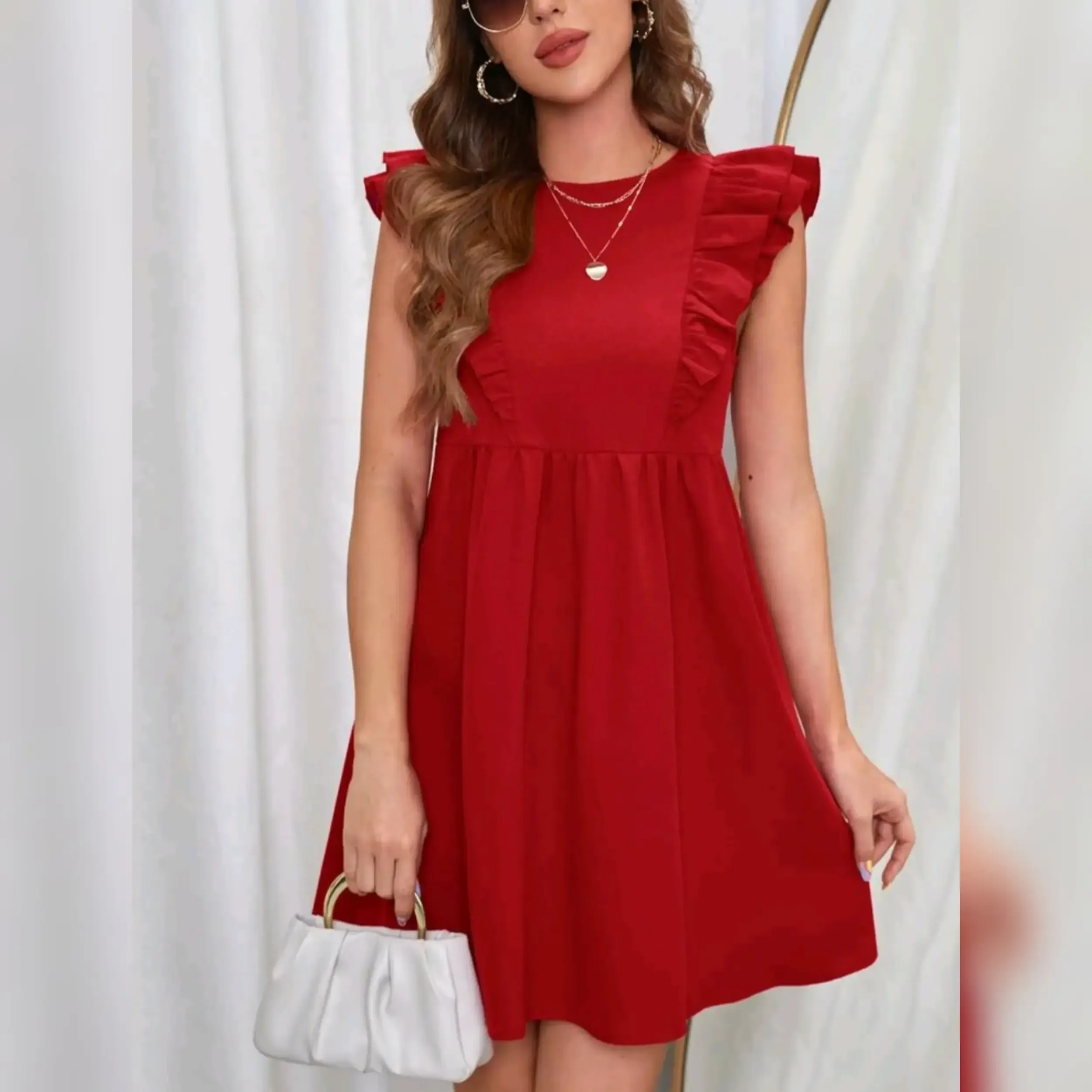 Vestido con Diseño de Plan fruncido -Talla M