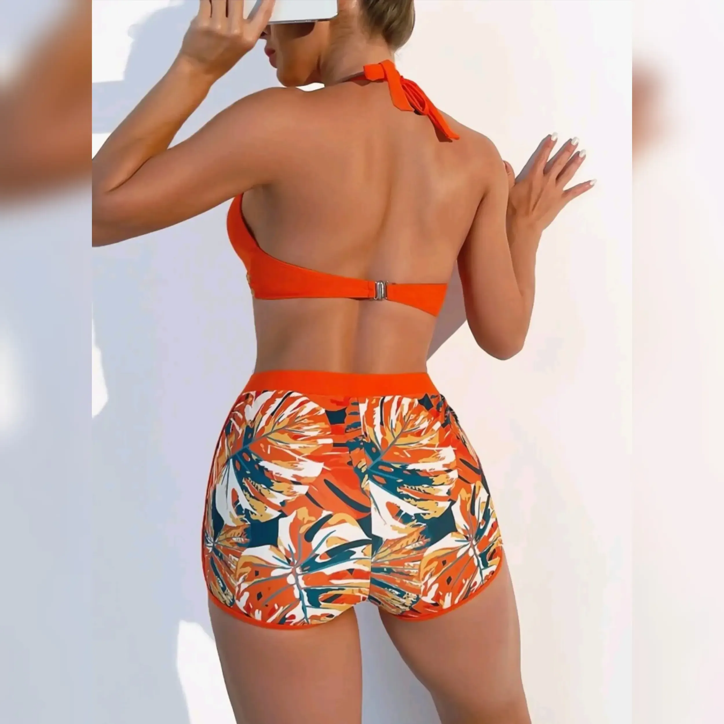 Traje de baño de 2 piezas con nudo Delanteroy espalda Abierta 