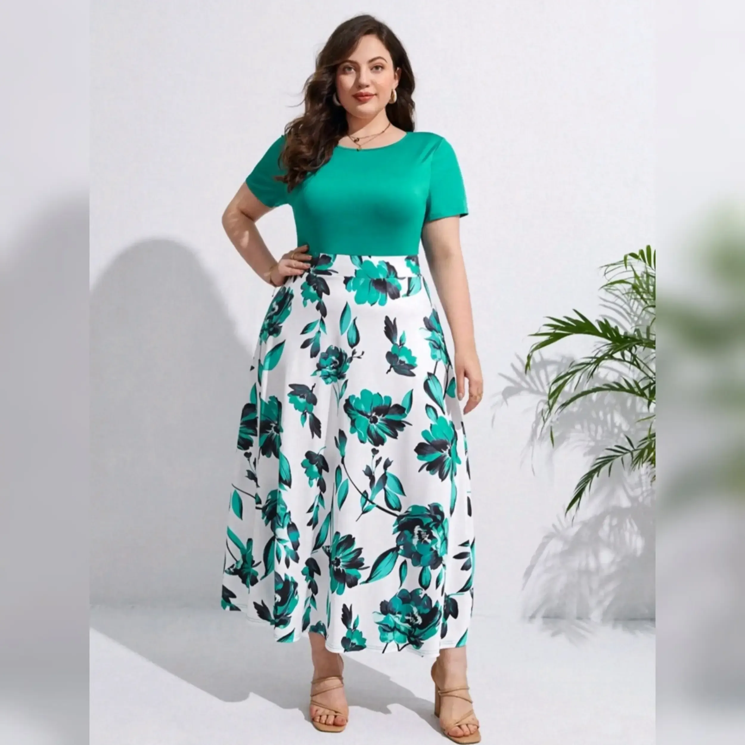 VestidoLinea  A con Estampado Floral Talla  2XL