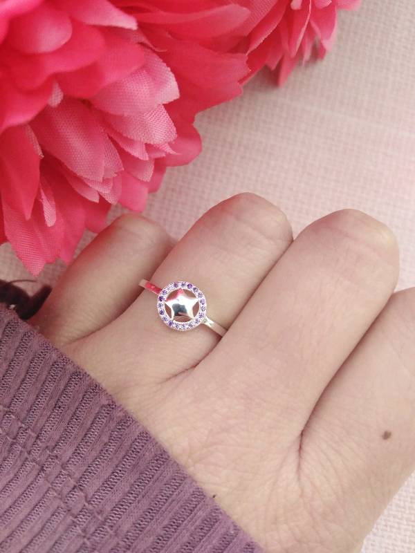 Anillo Estrella y Circones Amatista