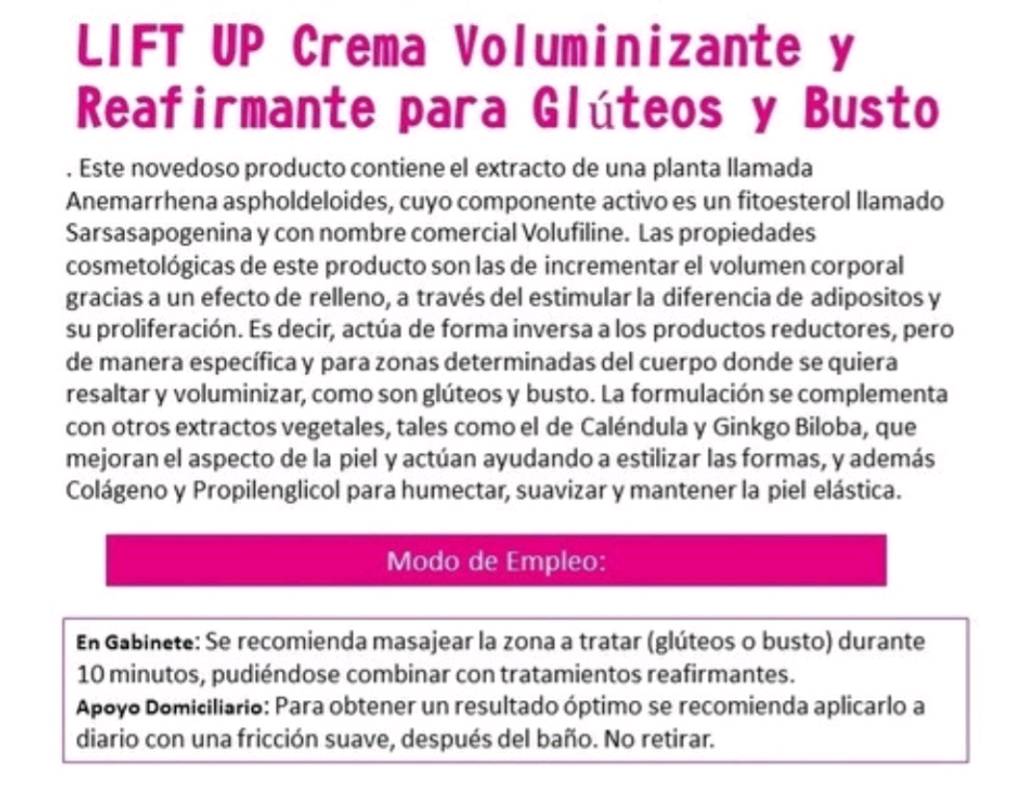 Crema efecro push up fiorela