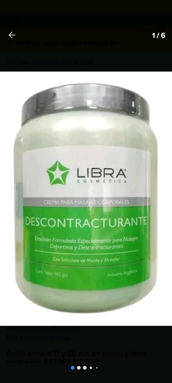 Crema para masajes descontracturante