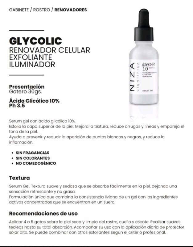 Renovador exfoliante iluminador glicolico y vit B5