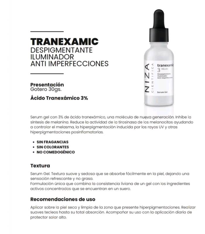 Serum gel tranexamico melasma 