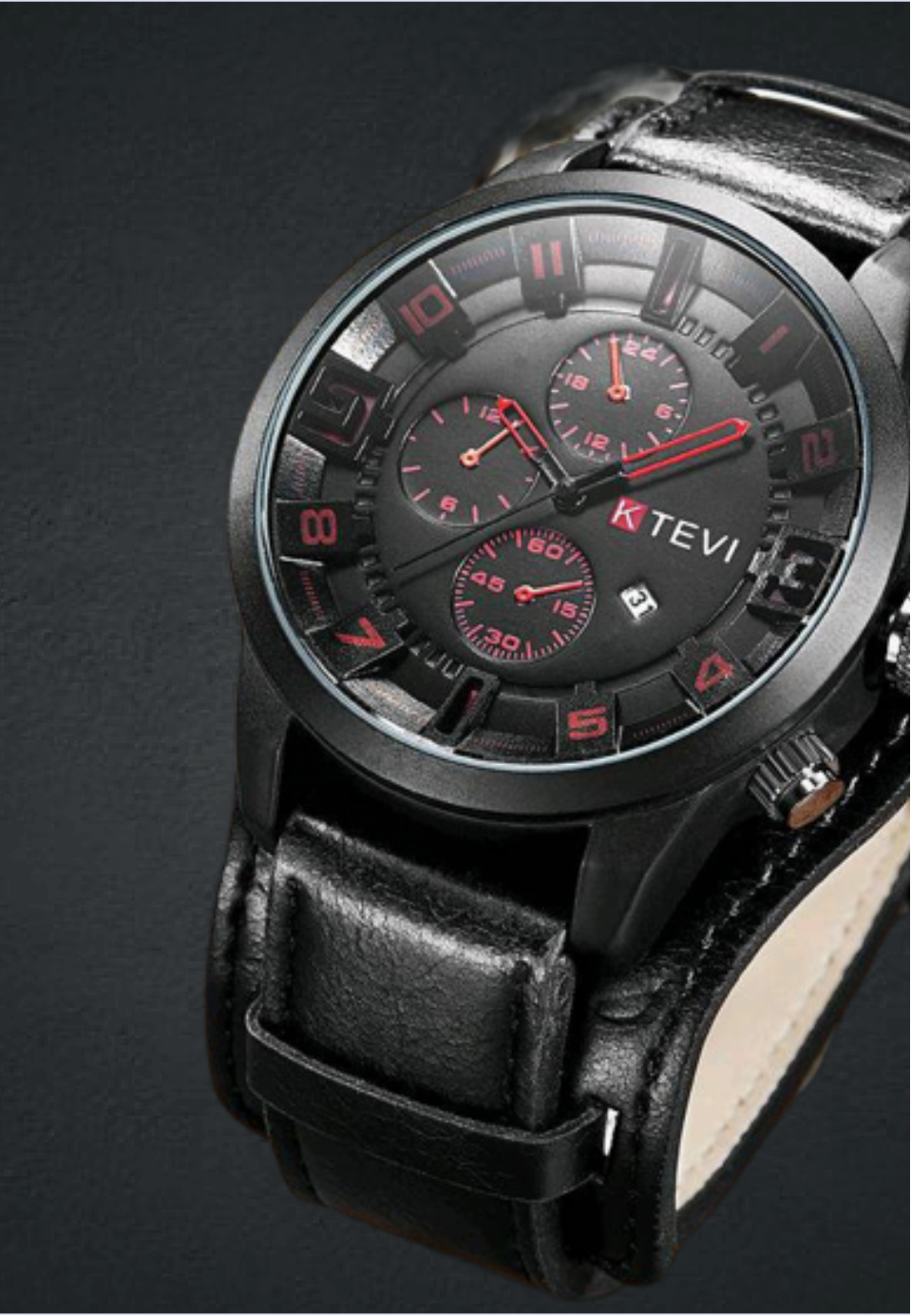 Reloj deportivo KTEVI para hombre con correa de cuero