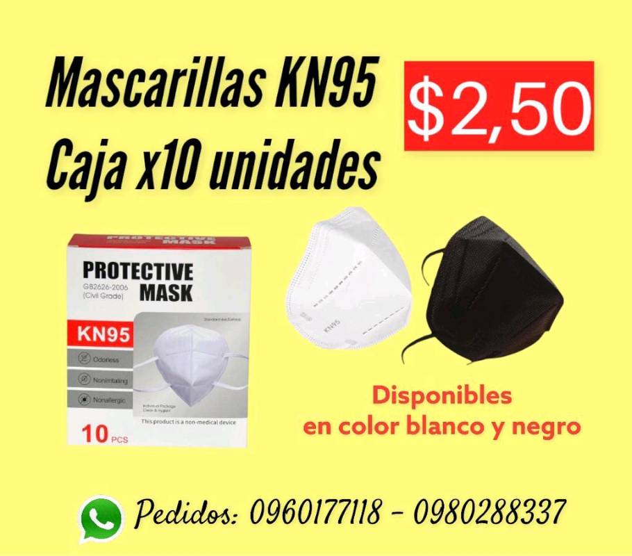 Mascarillas KN95 negras x10 unidades